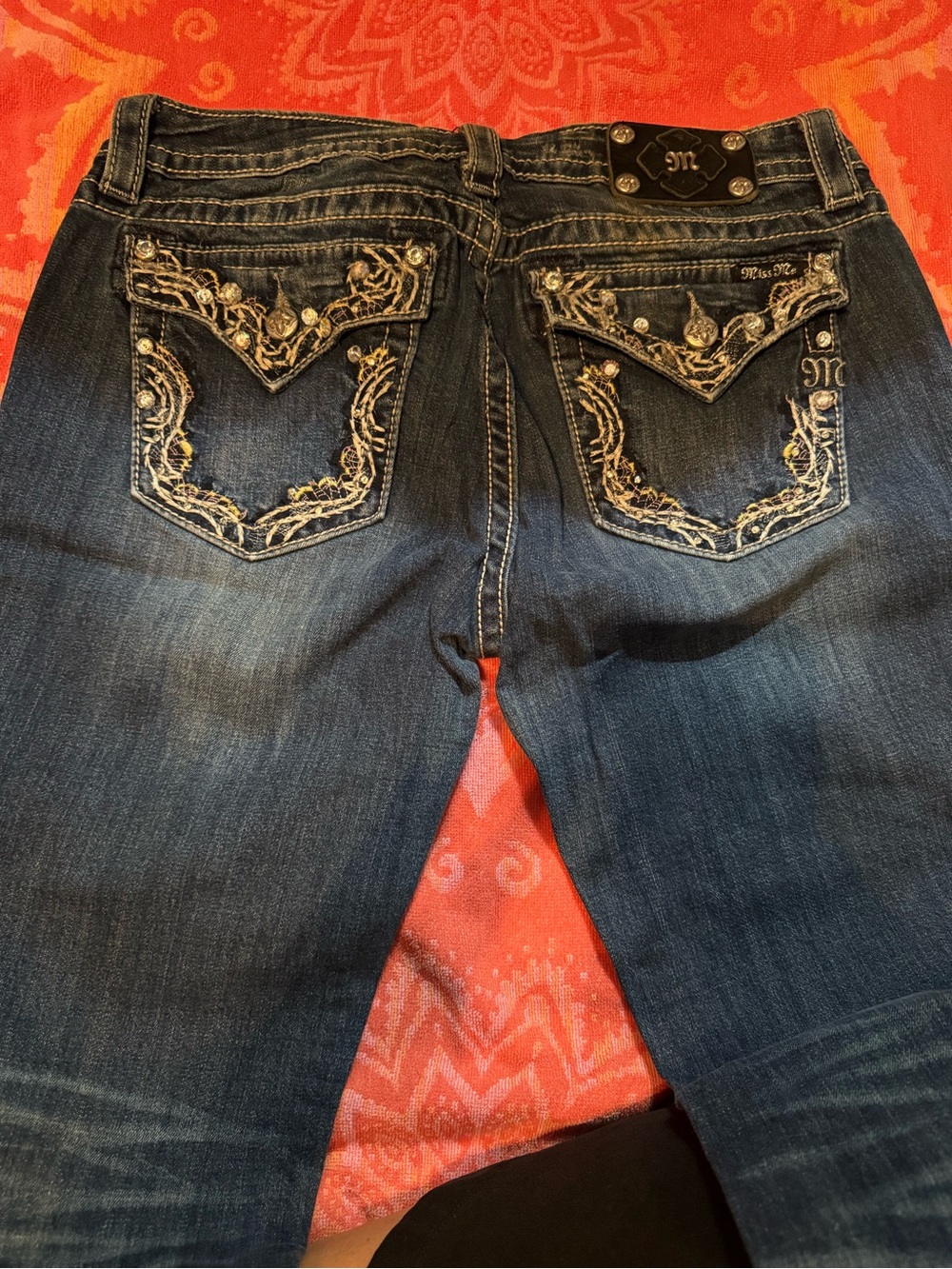 Miss Me Dark Blue Embroidered Back Pocket Skinny Jeans